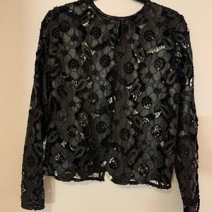 Black faux leather diecut flower jacket